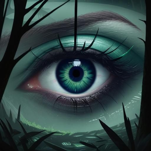 Floating Eye Over Fantasy Swamp Landscape
