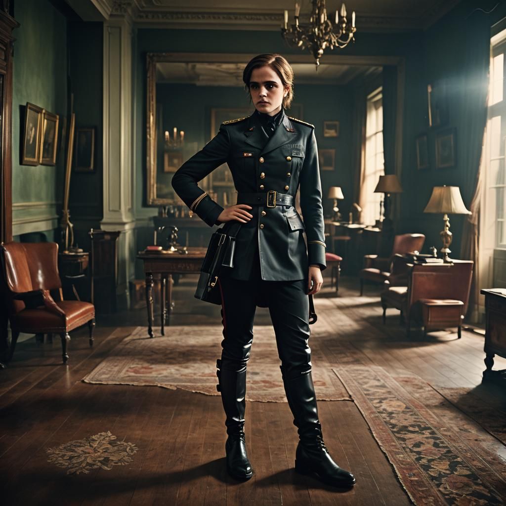 Emma Watson as Strict Military Officer in Dark Academia