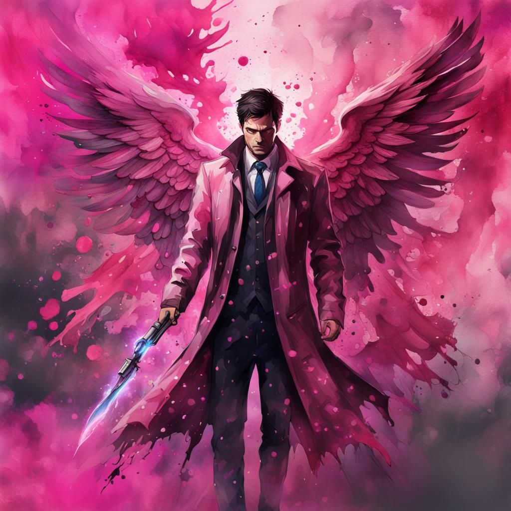 Pink Abstract Watercolor Painting in Detailed Matte Style