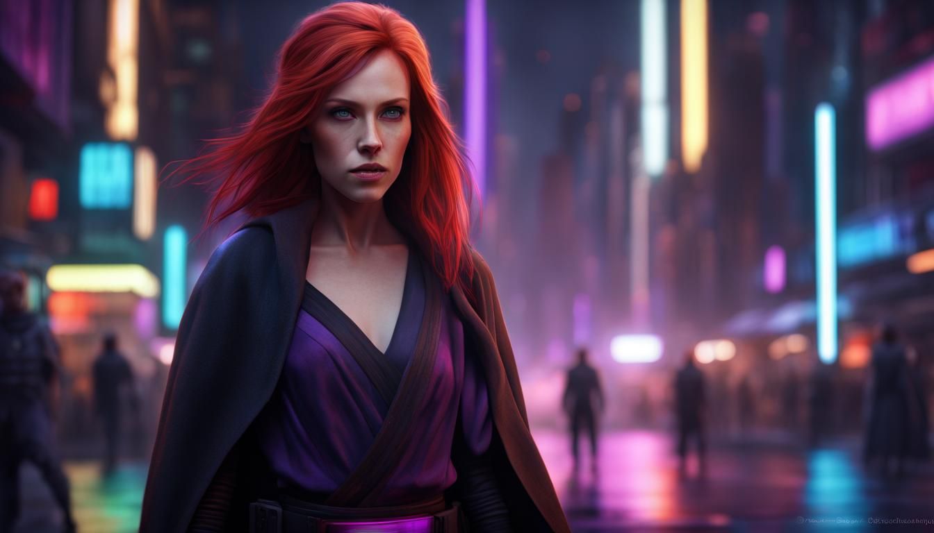 Mara Jade Skywalker in Neon Cityscape