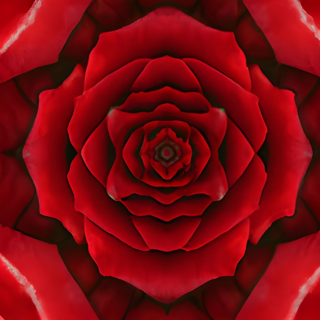 Kaleidoscopic Red Rose Macro Digital Art
