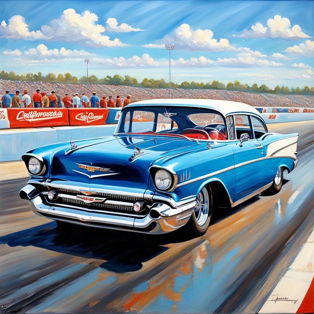 1957 Chevrolet Bel Air at the Drag strip