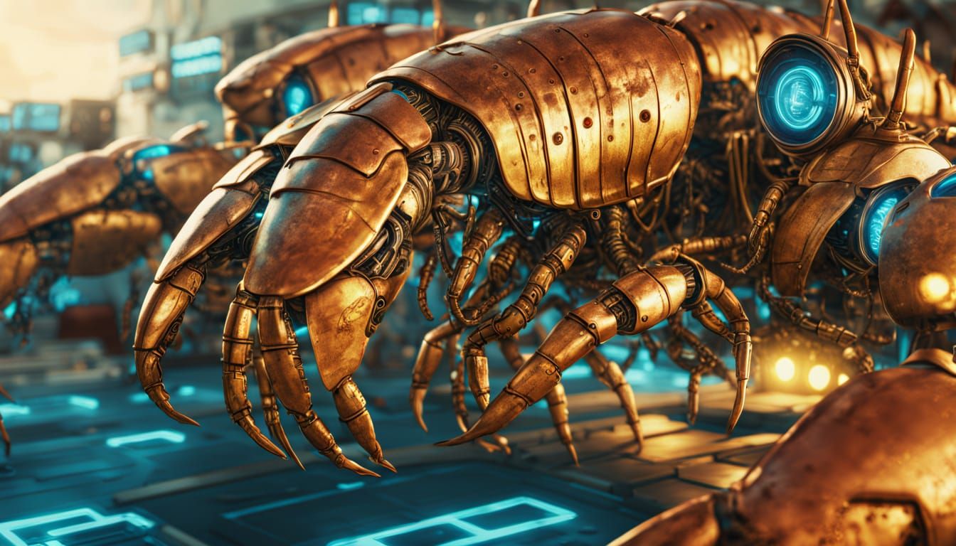 Giant Robot Lobster in Greece: Sci-Fi Digital Art