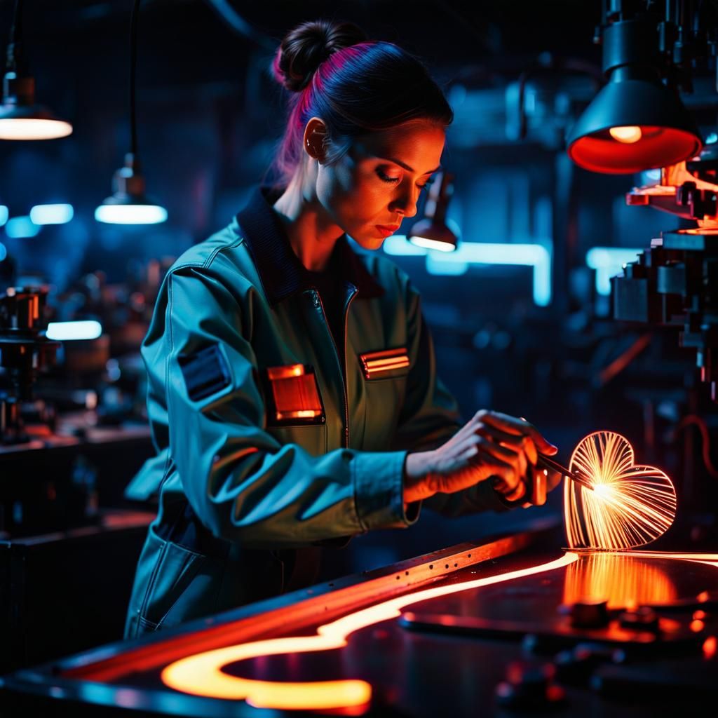 Heart Repair Technician in a Futuristic Workshop