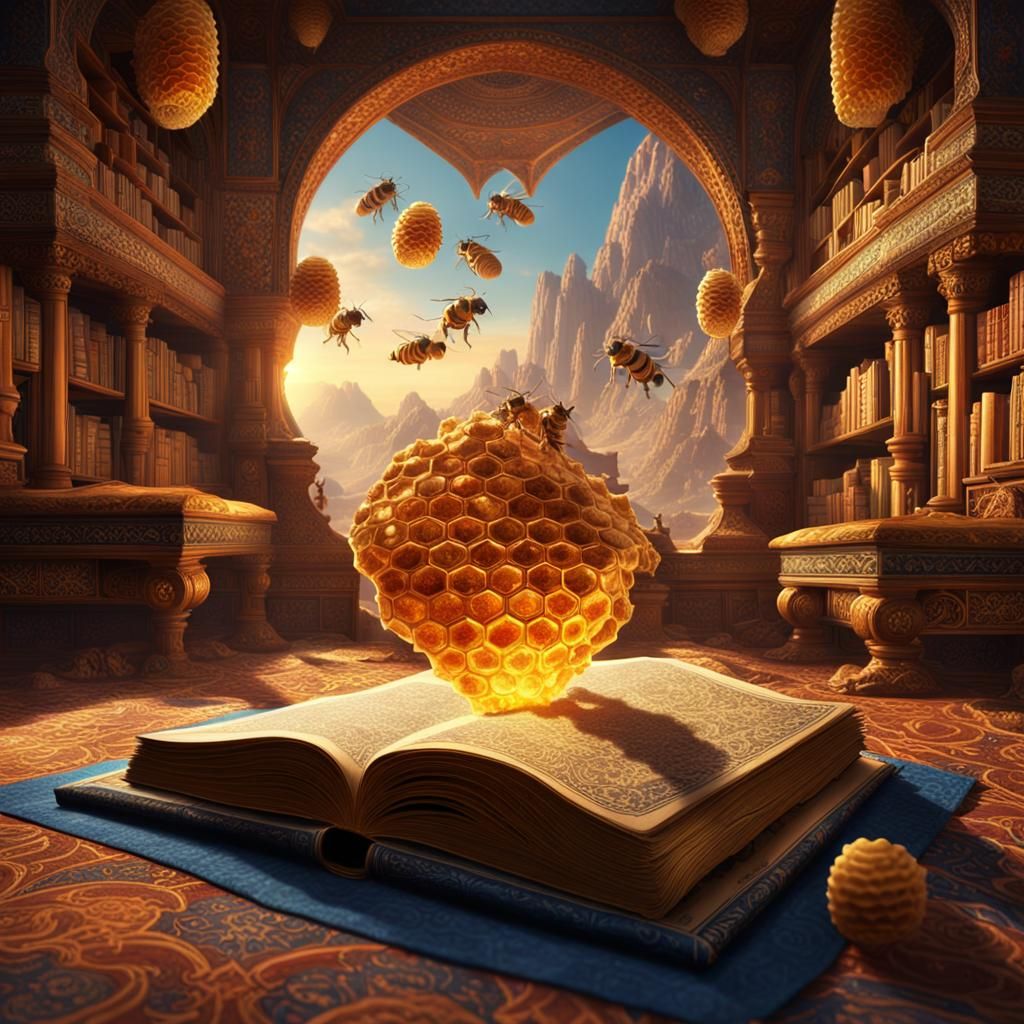 Honeycomb Book with Bees on Aladdin's Carpet