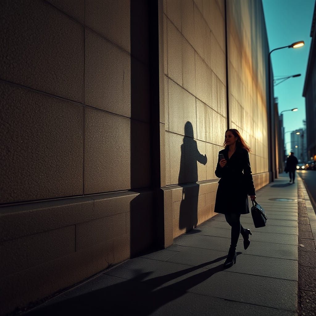 City Street Shadows Dance in Cinematic Harmony