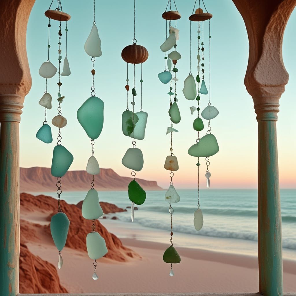 Mystical Sea Glass Wind Chime at Desert Sunset
