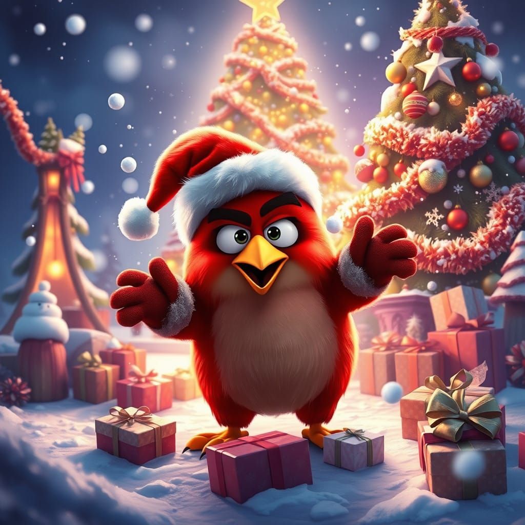 Angry Bird Celebrates Christmas in Whimsical Winter Wonderla...