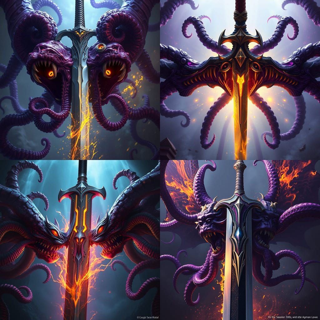 Dark Fantasy Sword of Teeth and Eyes