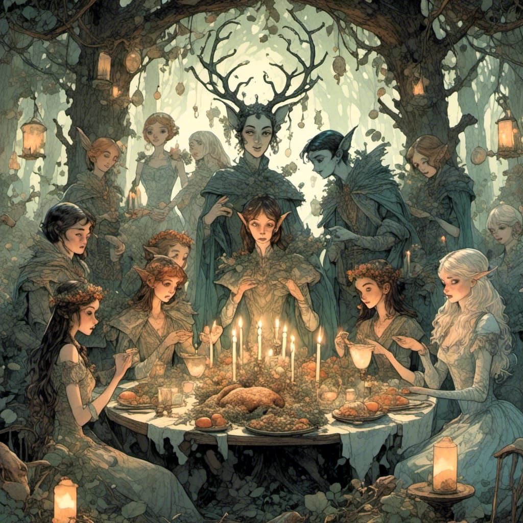 Fairytale Feast with Sinister Elves in Magical Forest