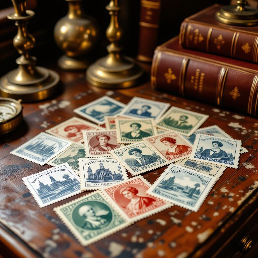 Vintage Postage Stamps in Nostalgic Style