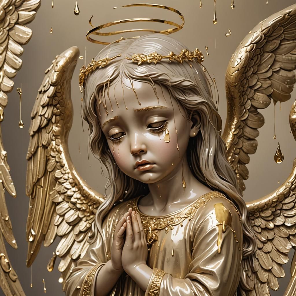 Angel Crying Golden Tears: Evocative AI Art