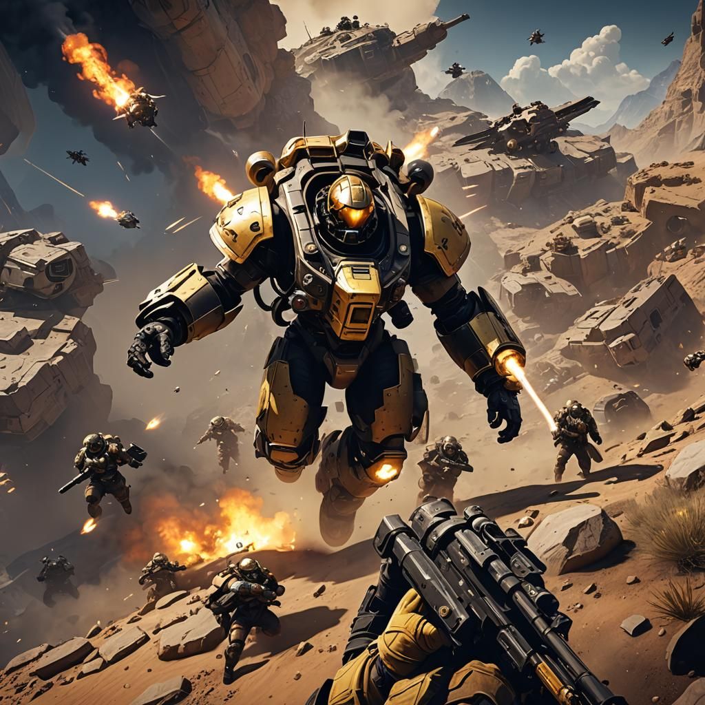 HellDivers 2: Epic 3D Game Cinematic Scene