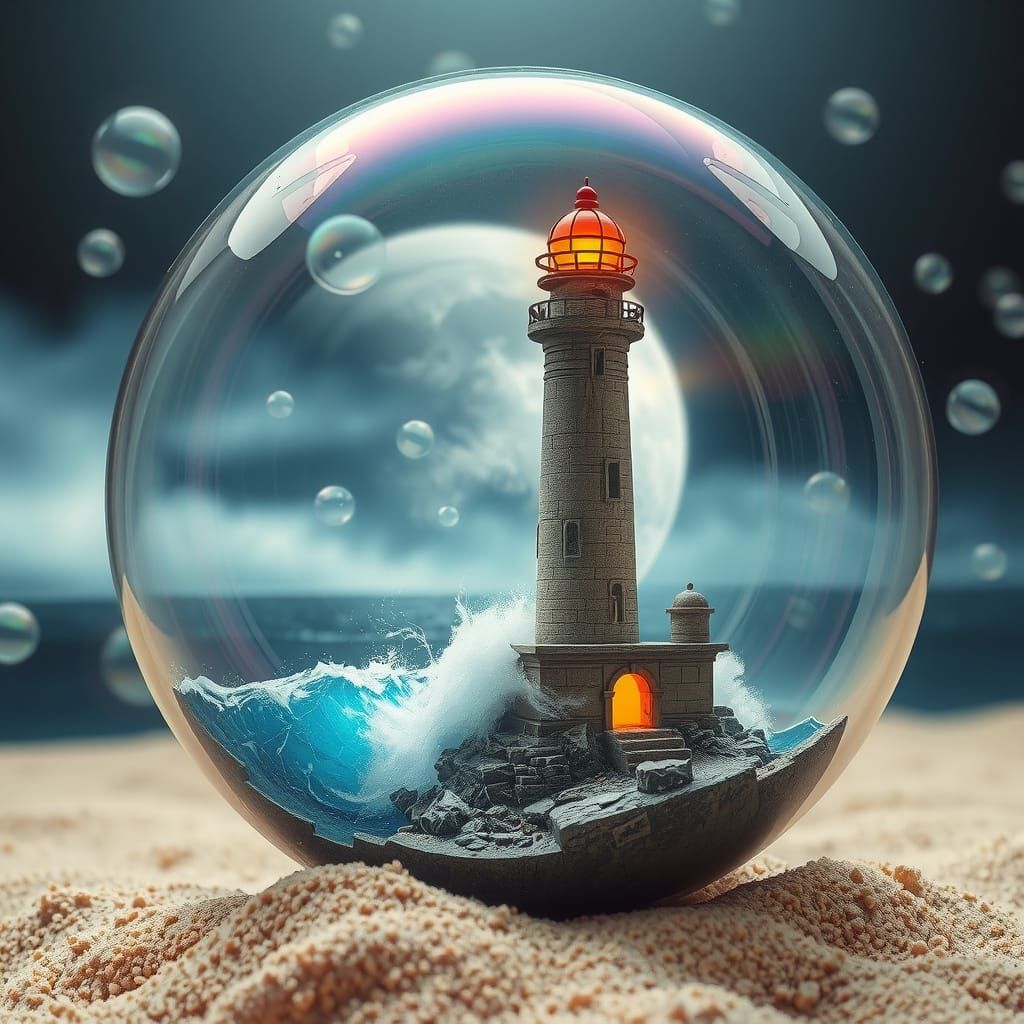 Miniature Lighthouse in Soap Bubble Universe