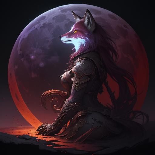 Blood Moon Fox in Dark Fantasy Style