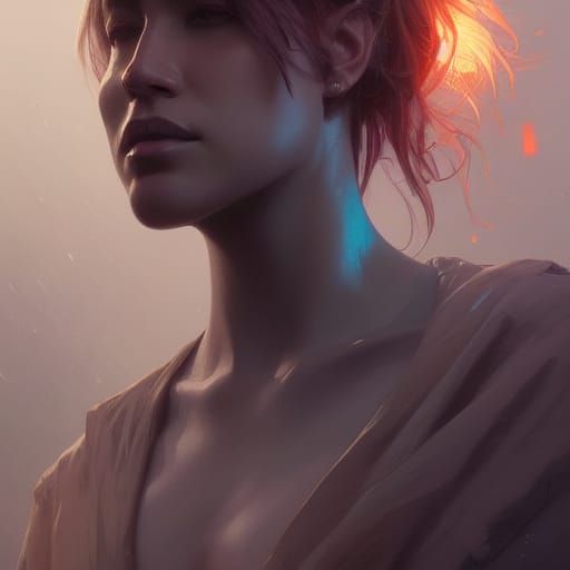 Detailed Portrait with Dynamic Lighting, Trending Art