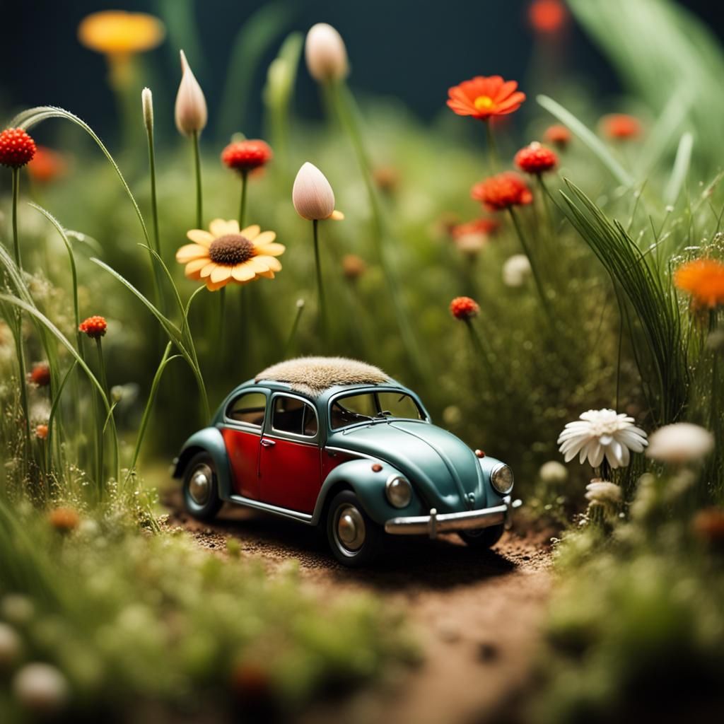 Miniature Beetle World: Journey Through Giant Grass