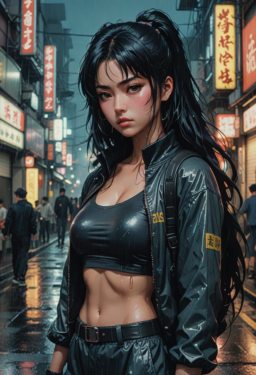 Delicate Melancholy in Tokyo's Neon Night