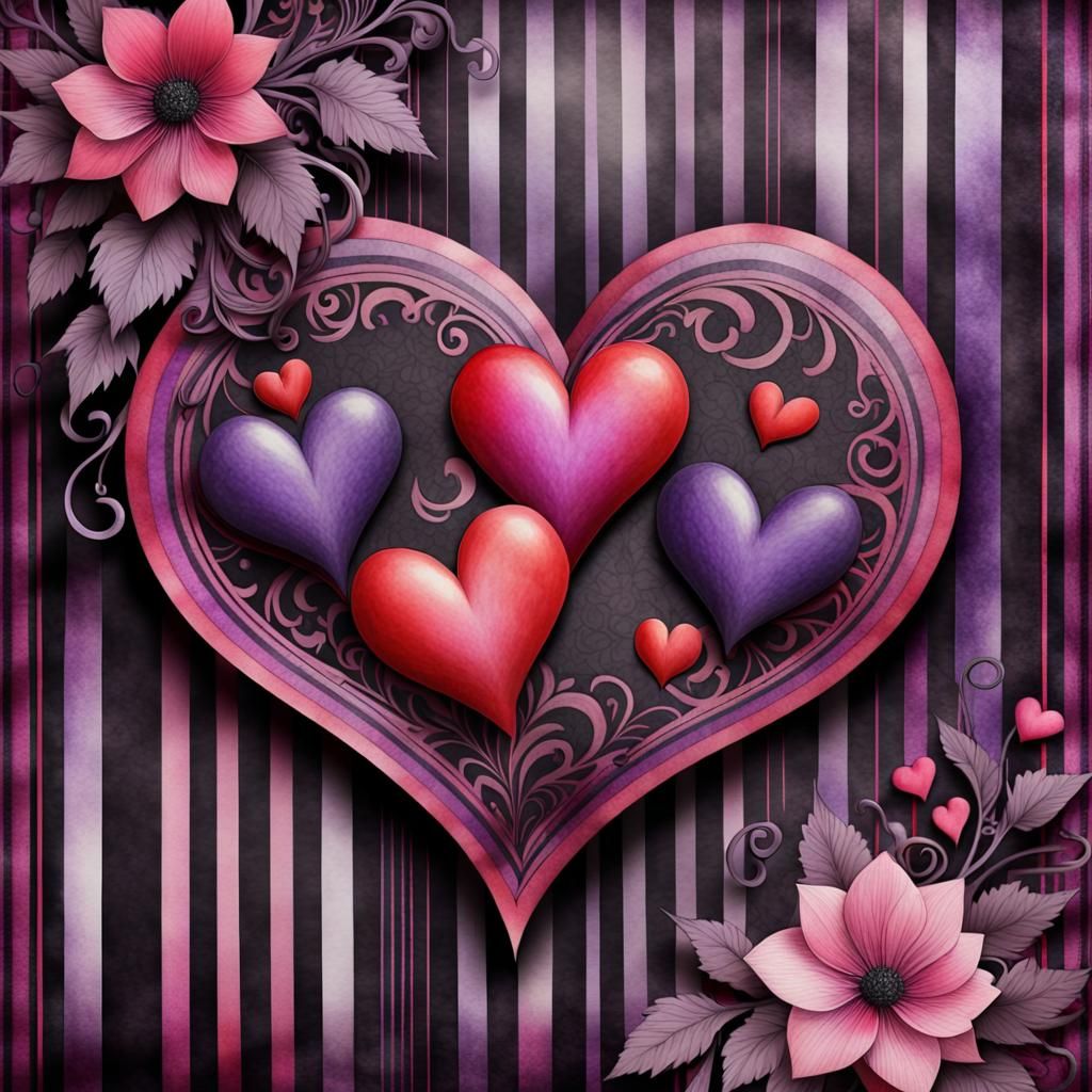 Gothic Romantic Hearts in Dark Fantasy Style