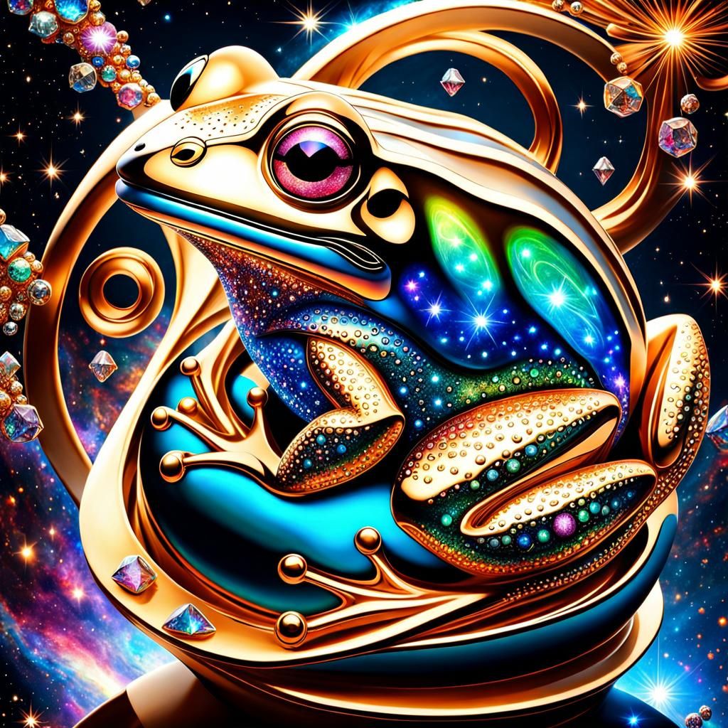 Surreal Frog Made of Nebulae and Galaxies