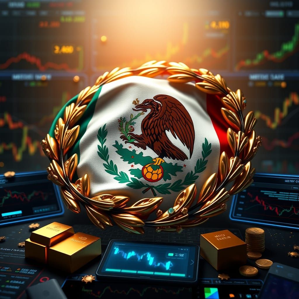 Mexican Flag Envelops Golden Bars in a Futuristic Financial ...