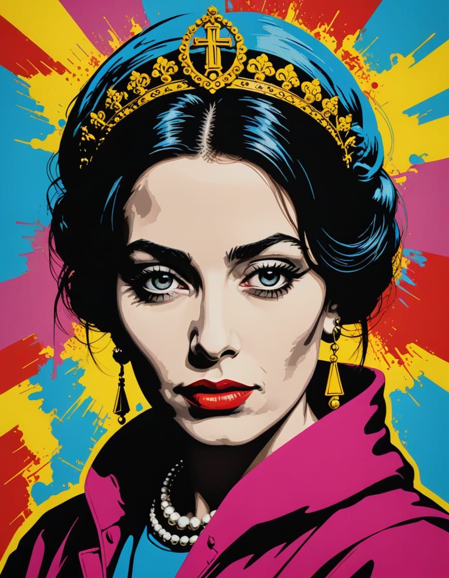 Rebellious Saint Isabella in Pop-Art Punk Style