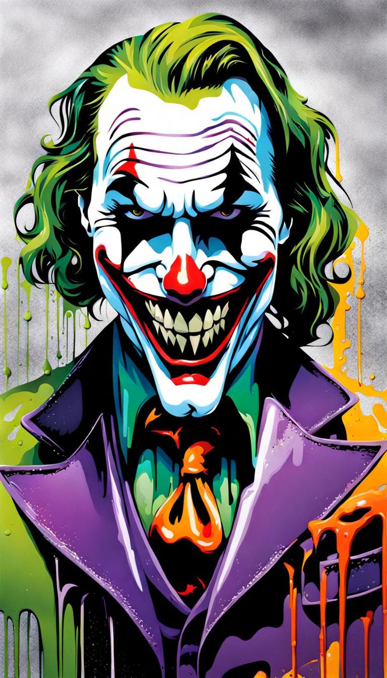 Joker Card in Colorful Graffiti Art Style