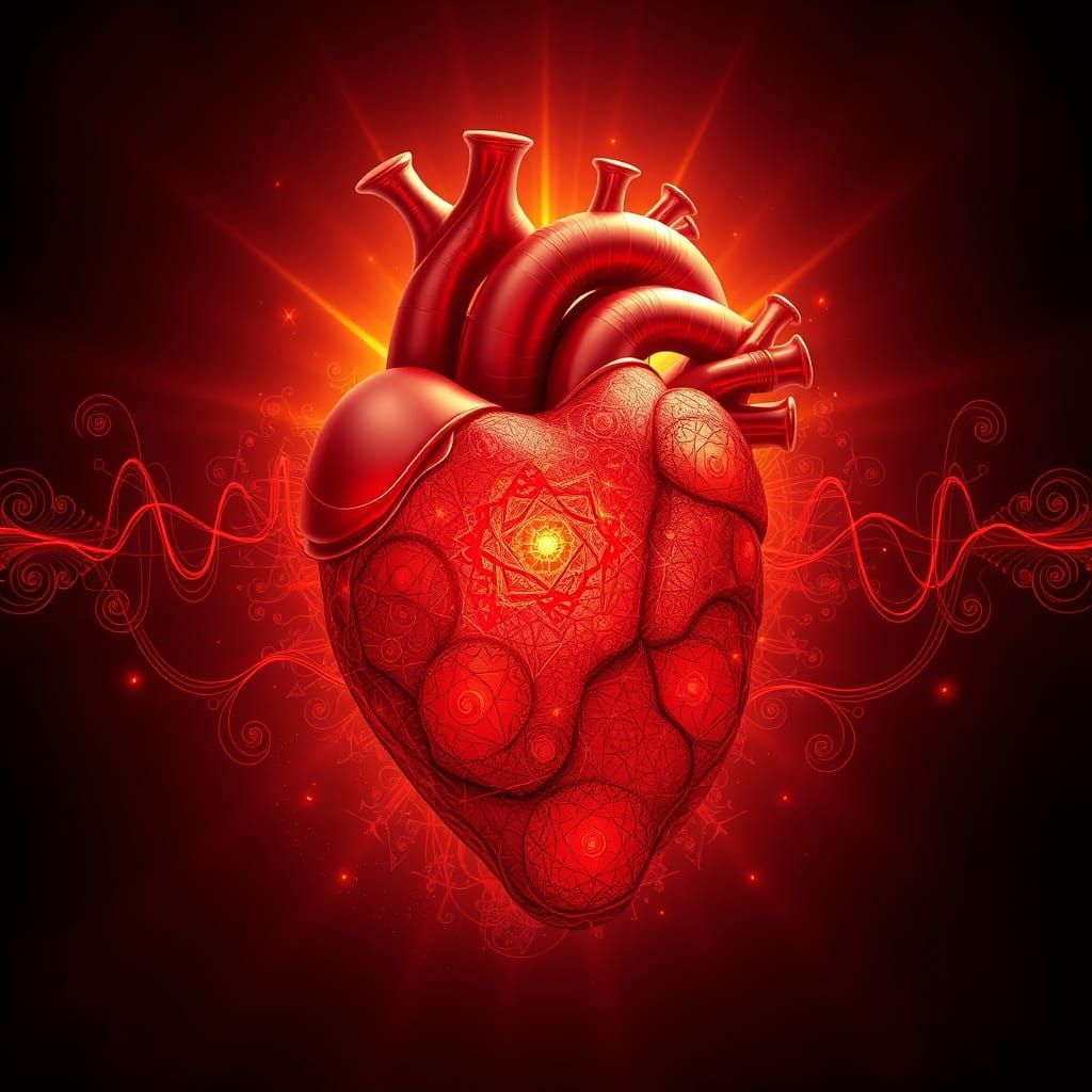 Dynamic Heart Surrounded by Golden Light