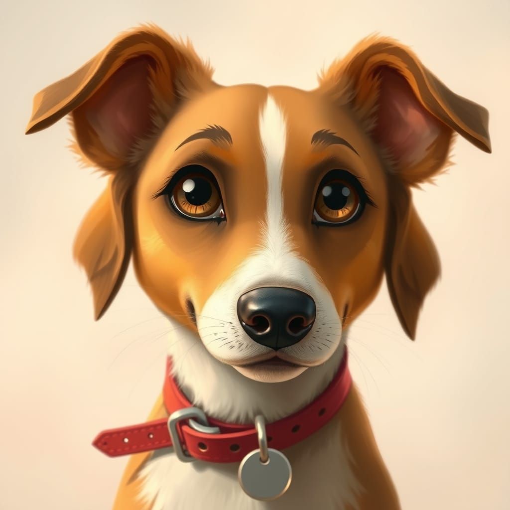 Hopeful Rescue Dog Eyes in Whimsical Style