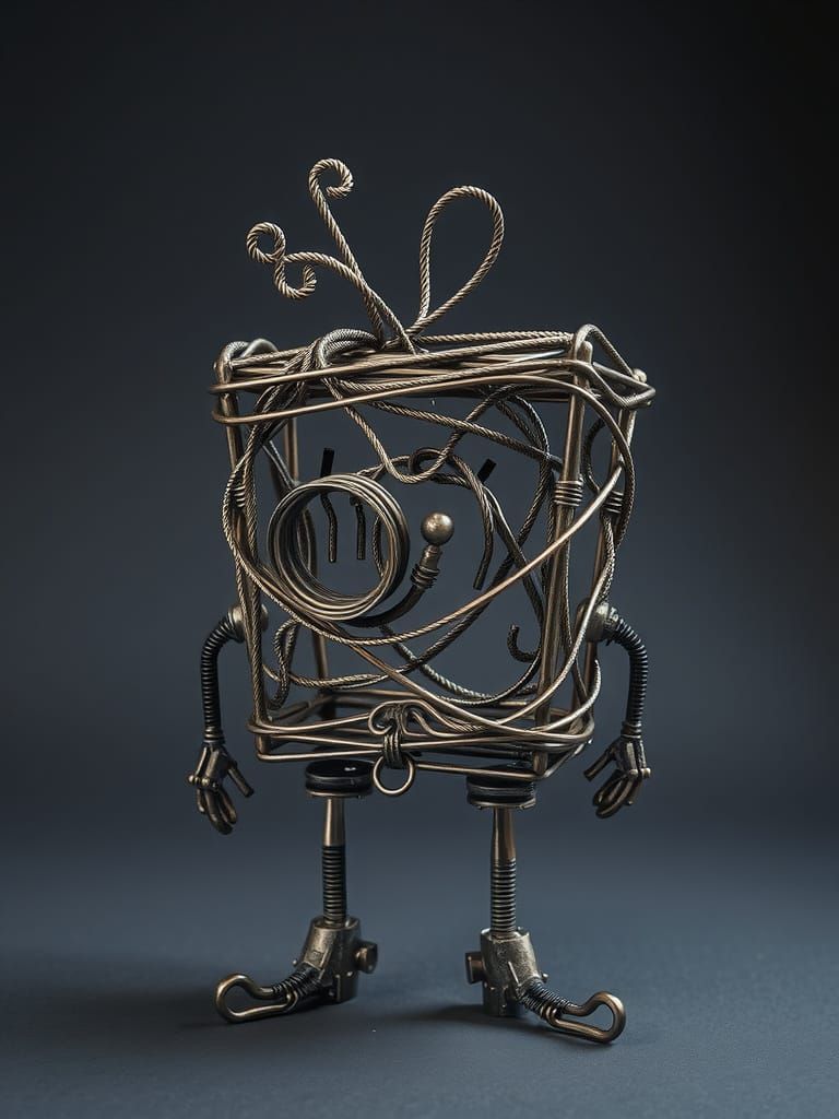 Intricate Metal Wire Spongebob Sculpture