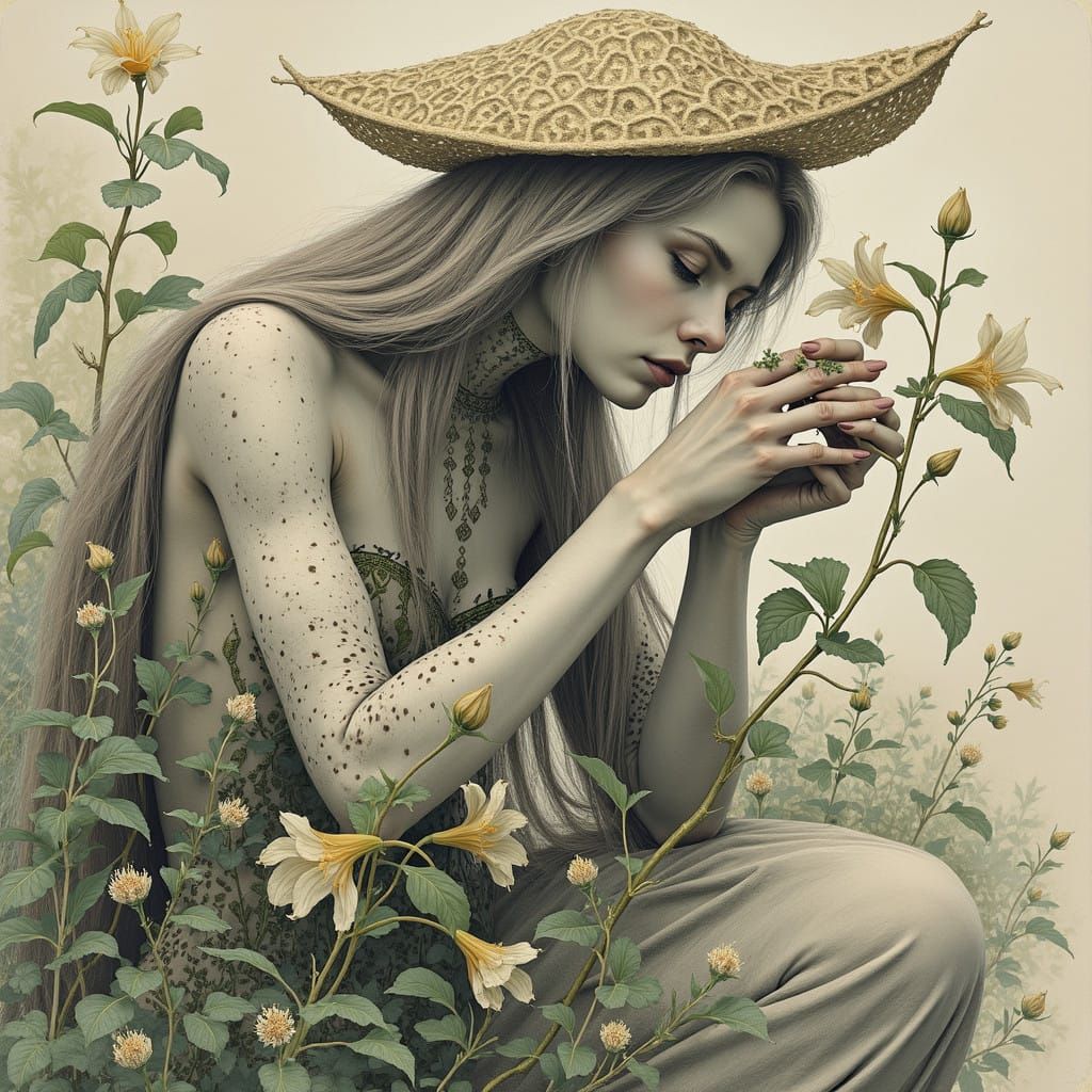 Mysterious Grigori Woman in Enchanted Forest