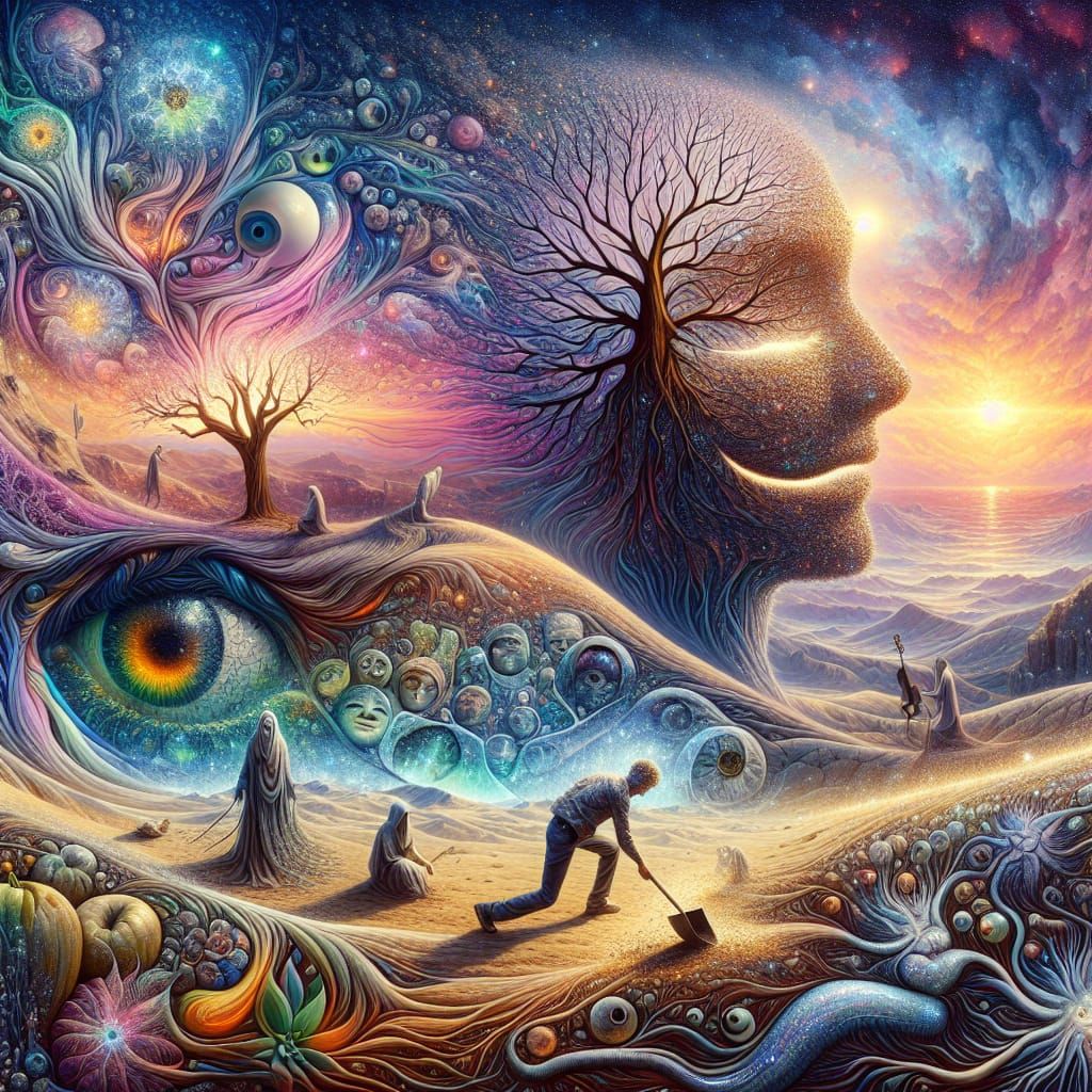 Surreal Collage of Mythological Creatures in Digital Art