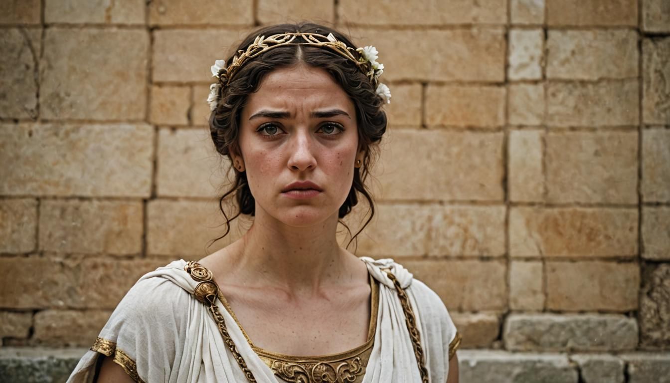 Ancient Greek Woman with Disgusted Expression