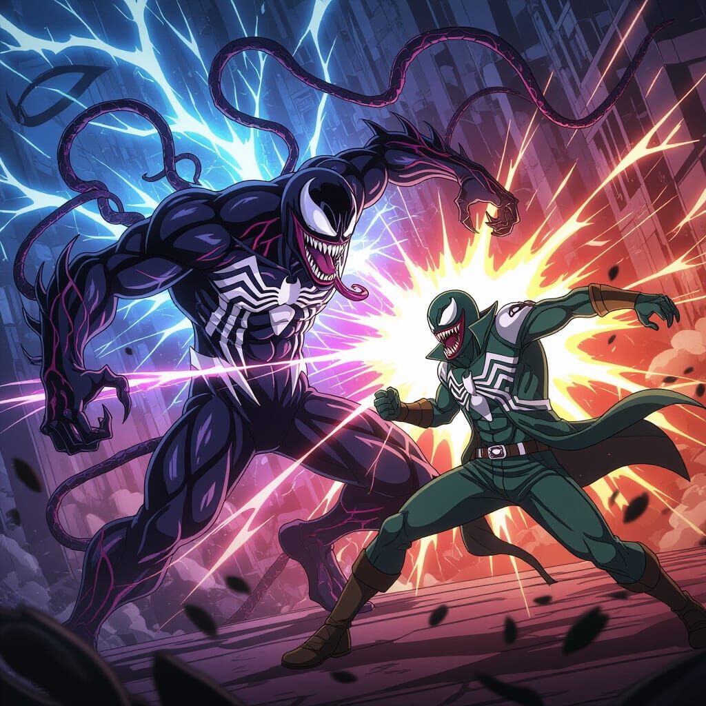 Venom Human vs. Doctor Octopus Anime Action