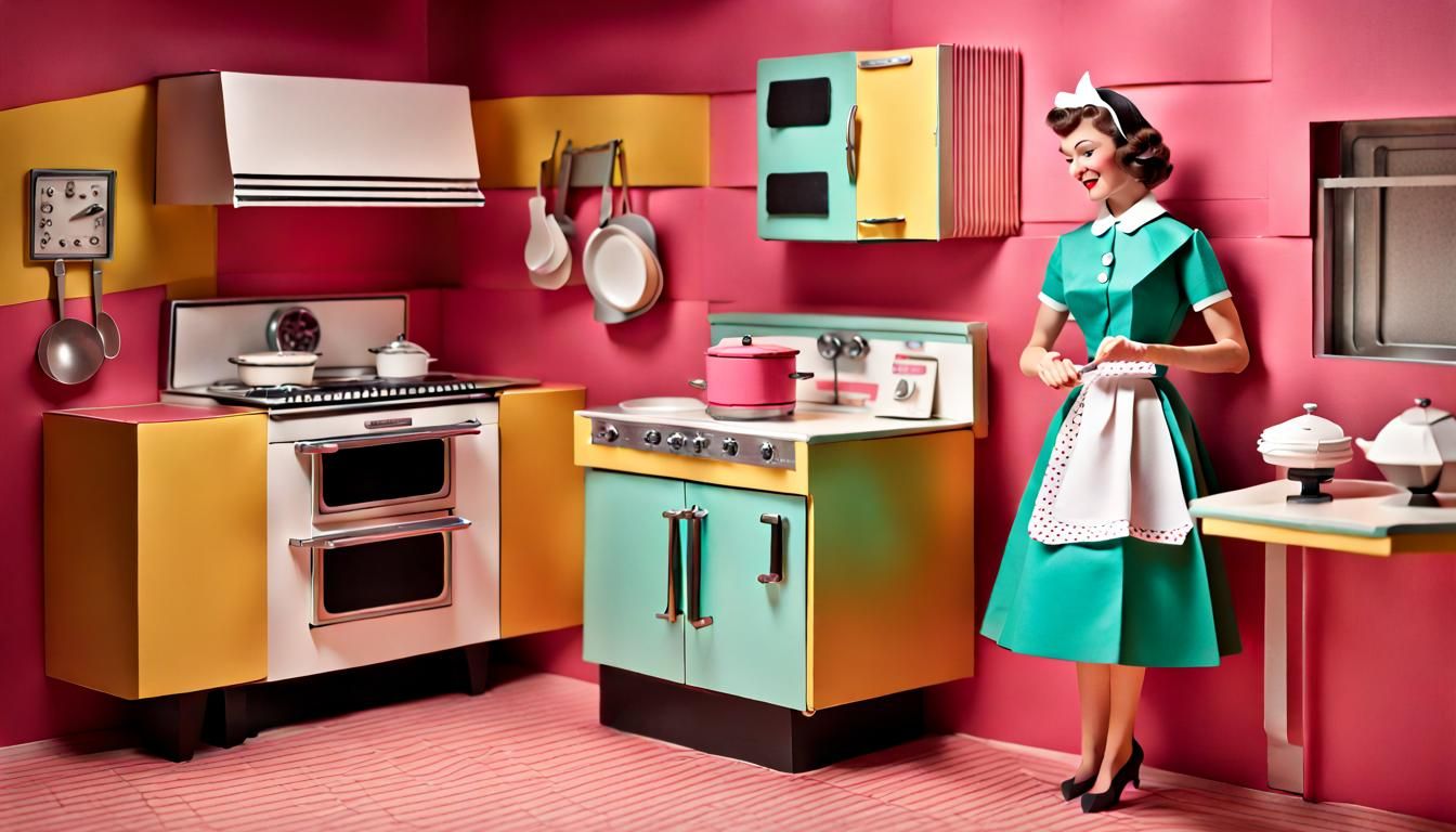 Papercraft 50s Housewife in Kitchen