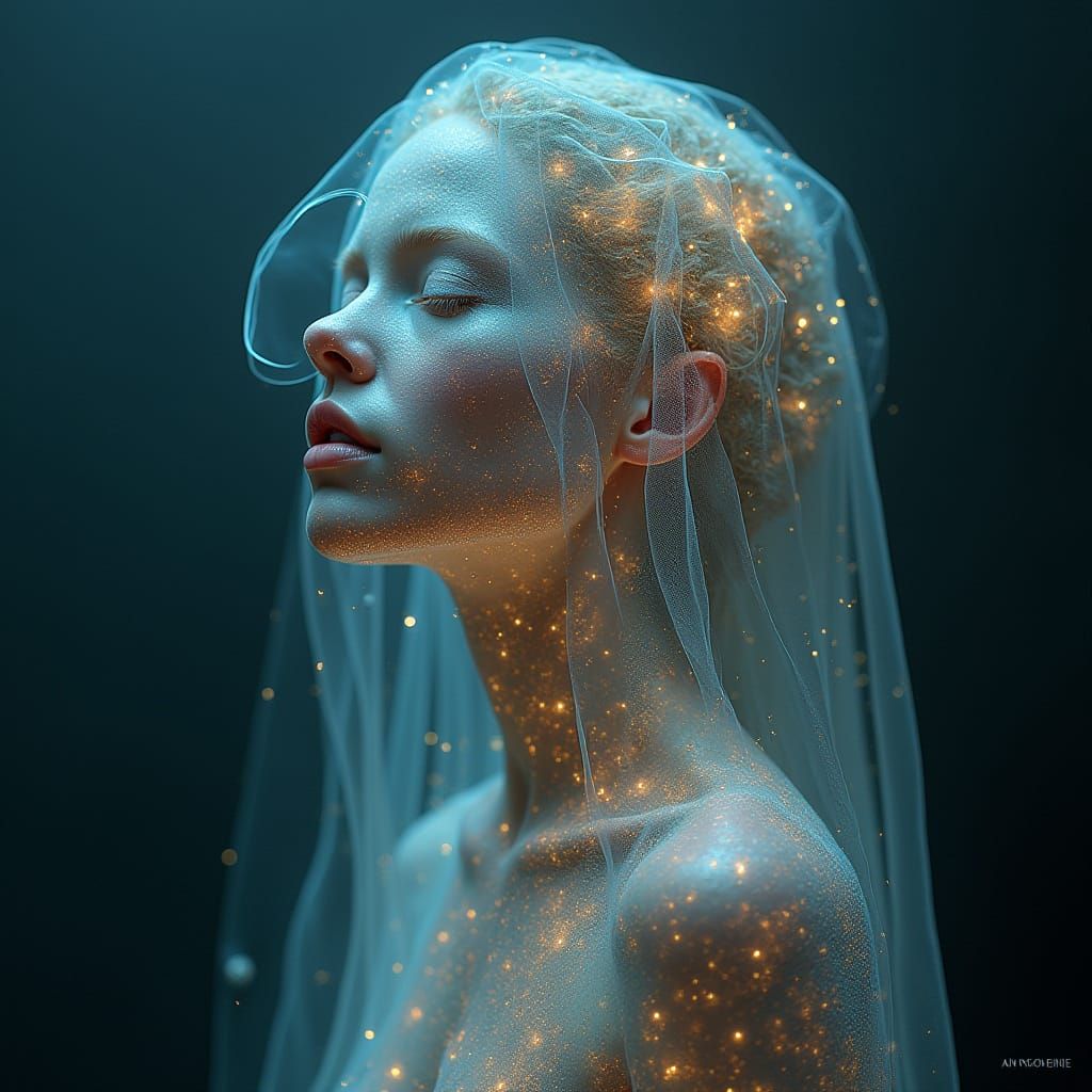Surreal, Glowing Spirit with Celestial Constellations