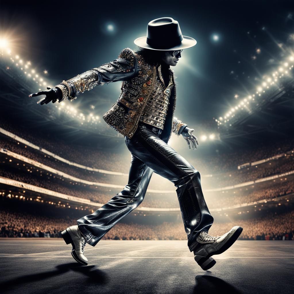 Michael Jackson Moonwalk in Hyperrealistic Style