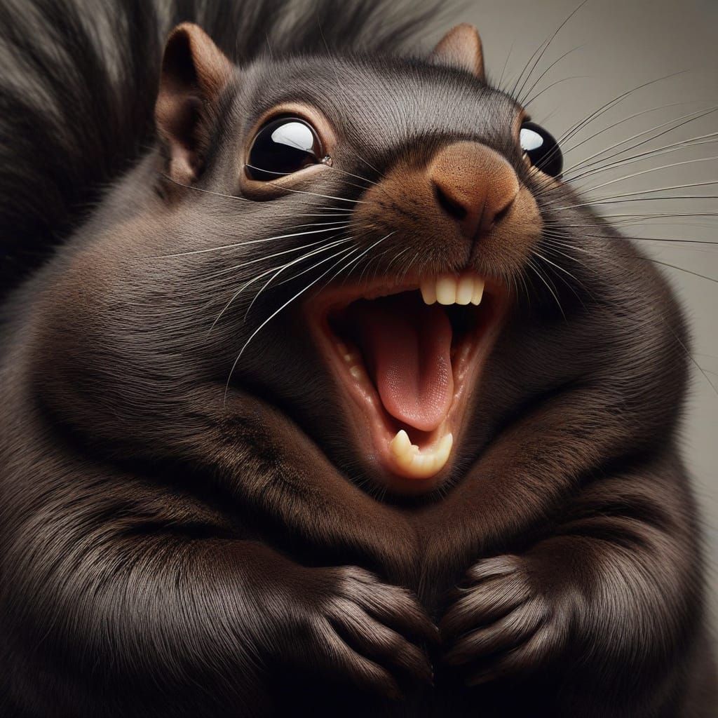 Funny Black Squirrel Laughing Hysterically