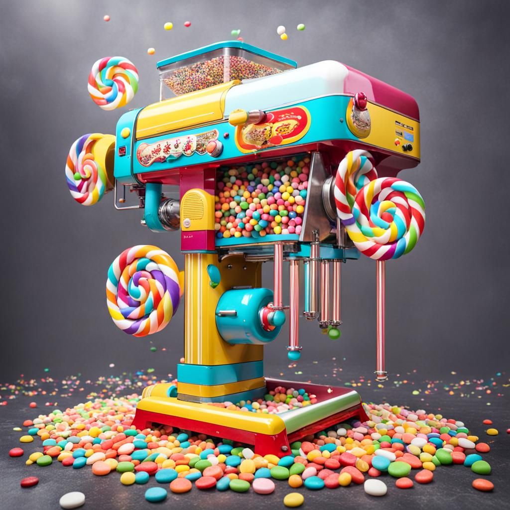 Candy Making Machine Dispensing Colorful Sweets