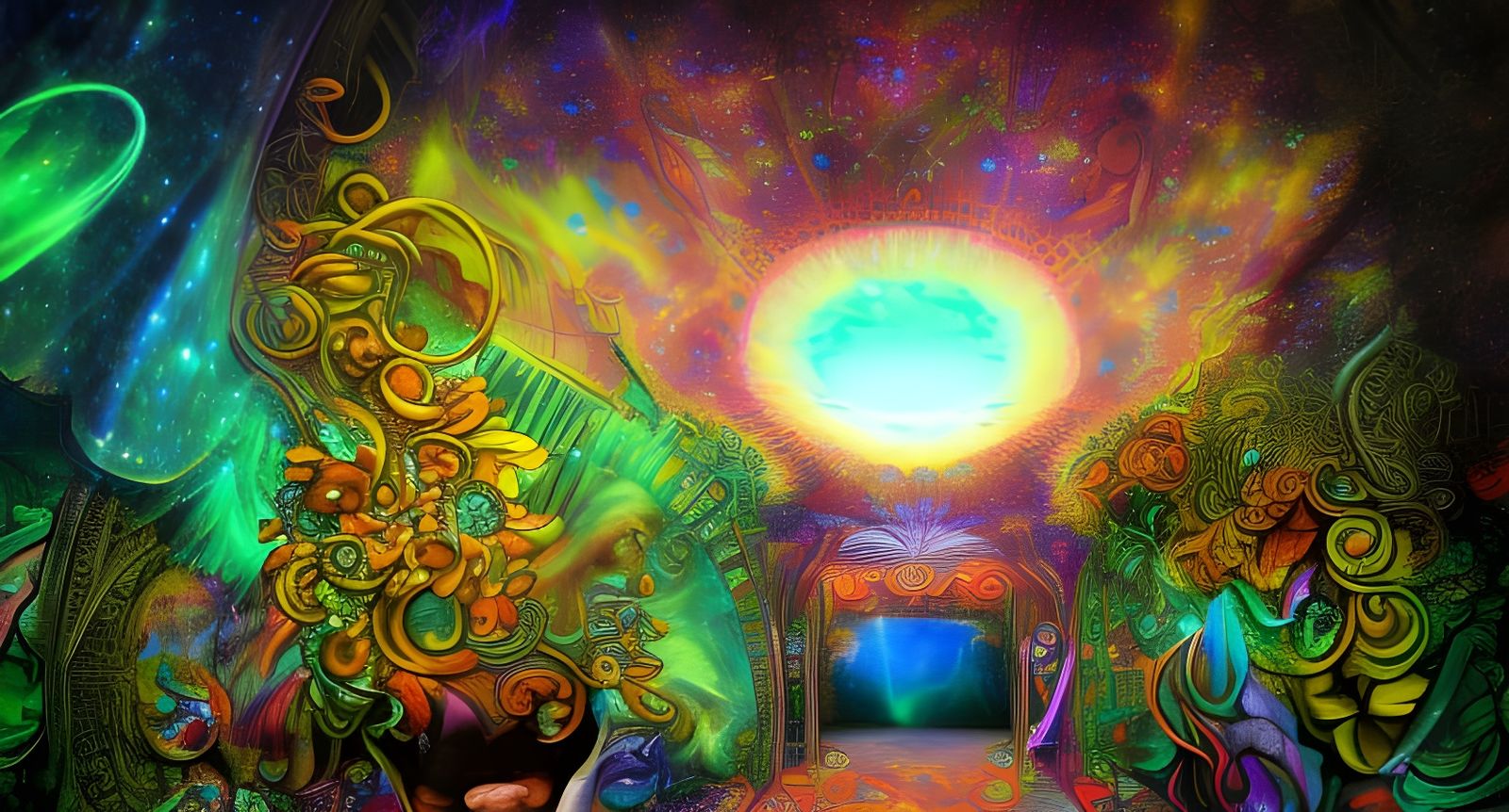 Paradise Entrance: Holographic Astral Illustration