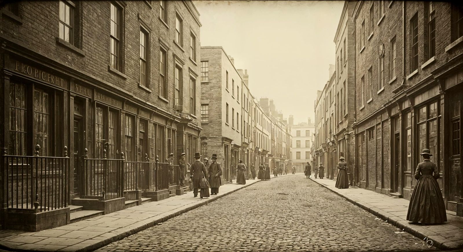 Historic London Street Scene in Daguerreotype Style