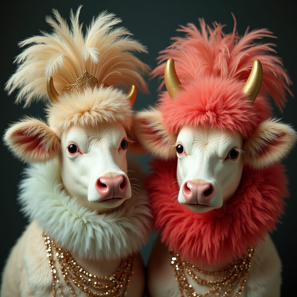 Cows as Vintage Las Vegas Showgirls