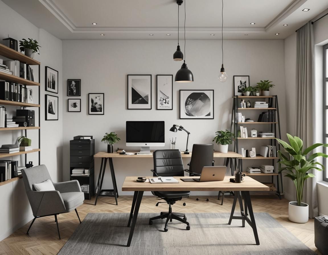 Modern Minimalist Home Office Interior