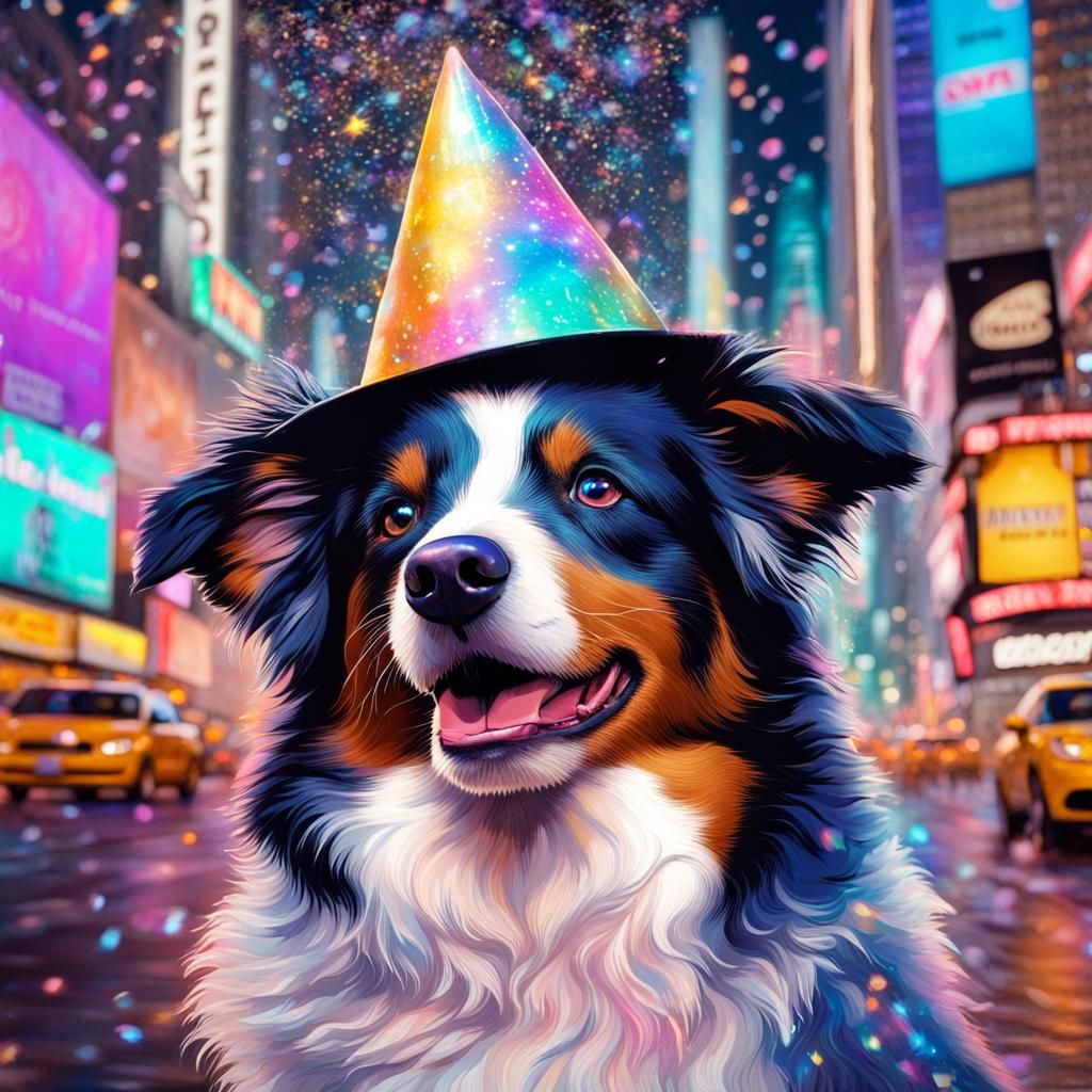 Mini Aussie Celebrates New Year in Times Square