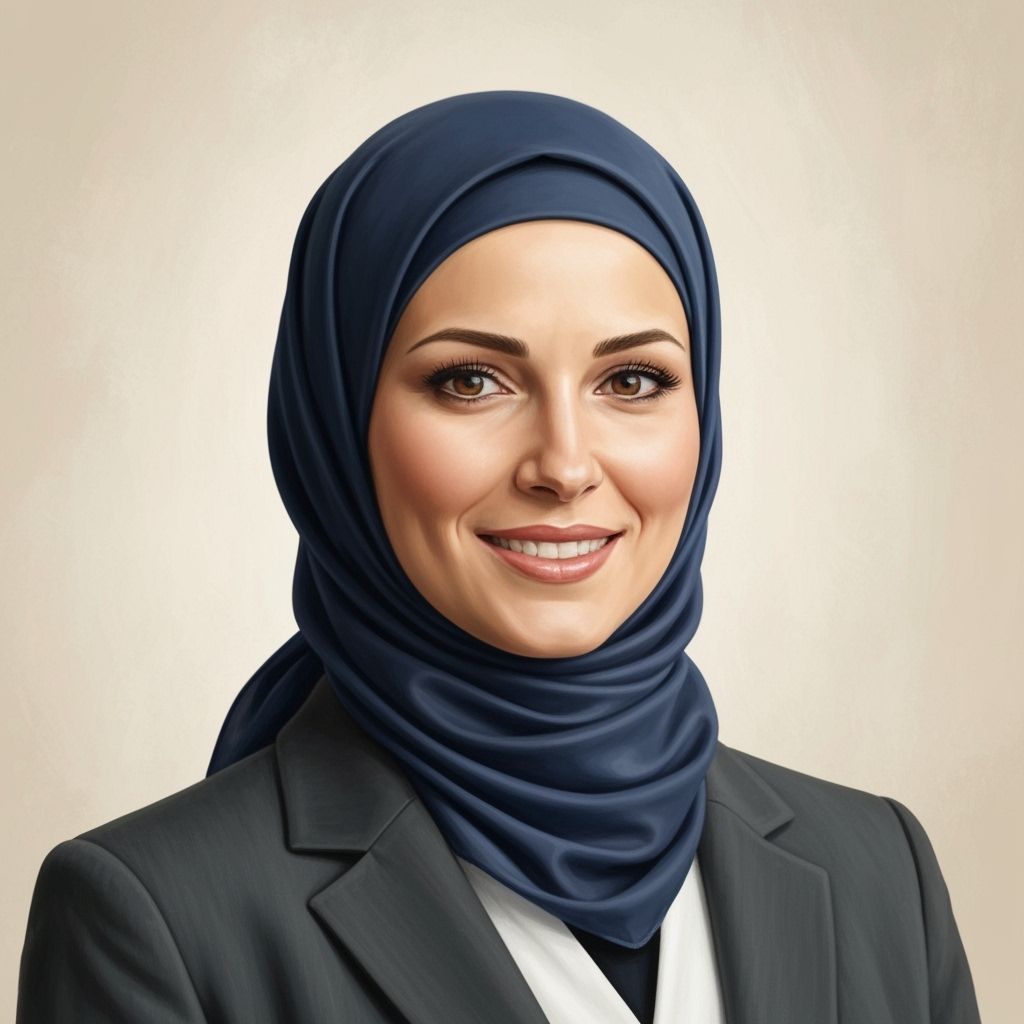 Confident Hijabi Businesswoman Portrait in Digital Art