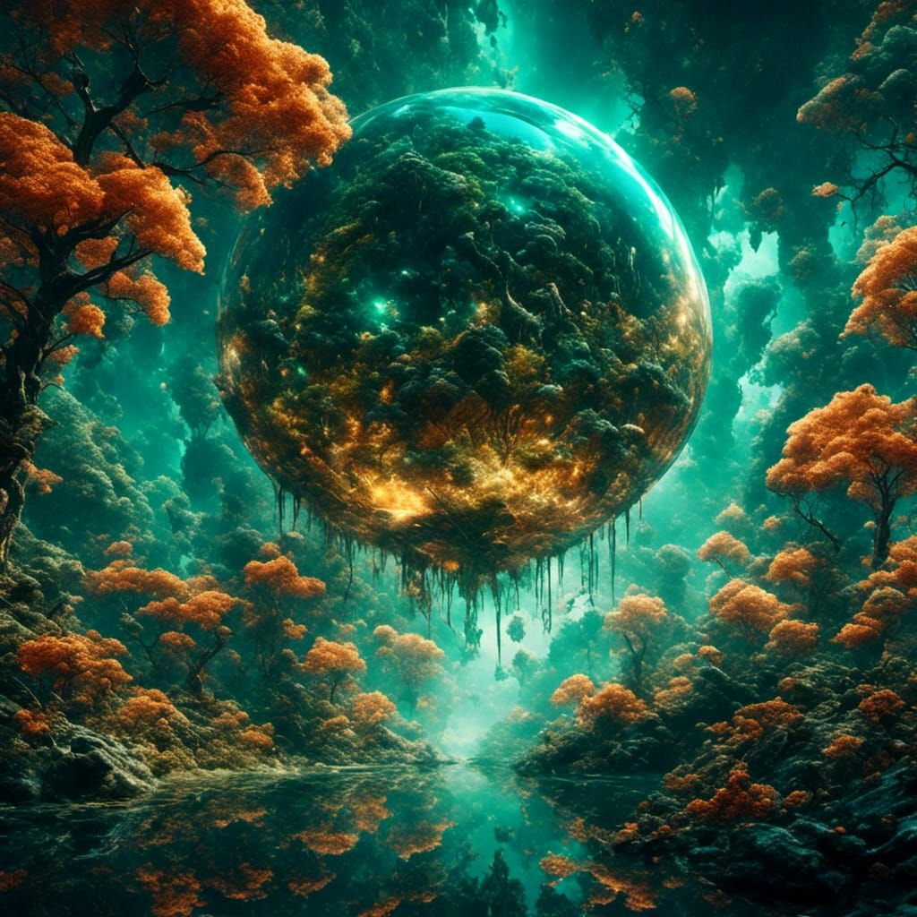 Flying Eco-Dome in Space with Nebula