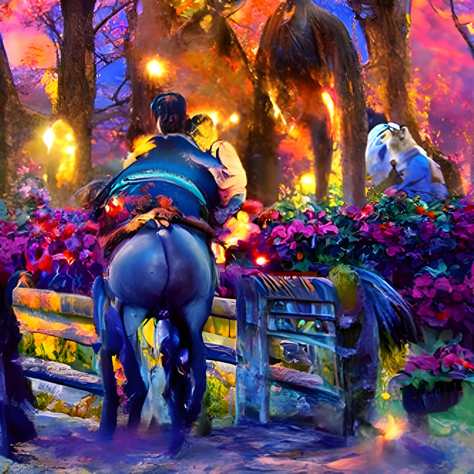 Moonlit Horse Ride in Luminist Style
