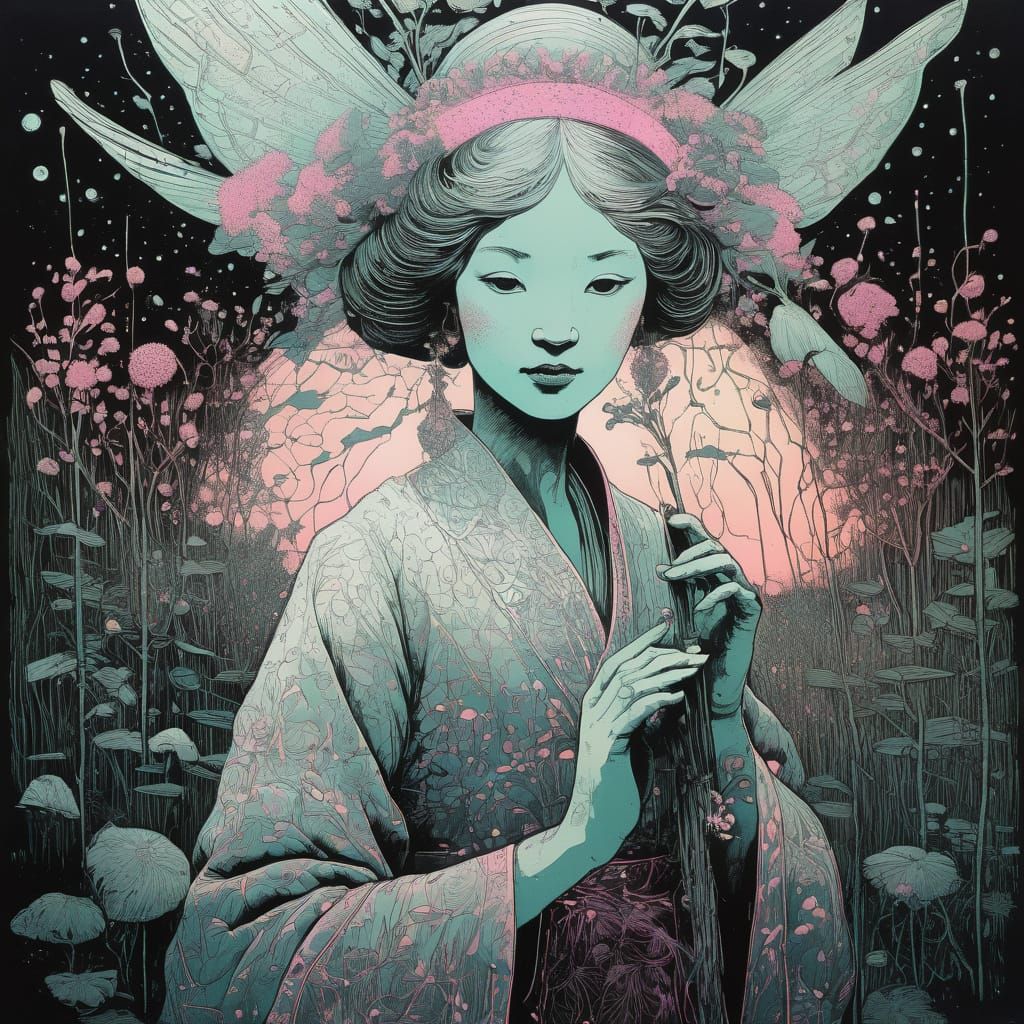 Elegant Etching in Pastel Hues