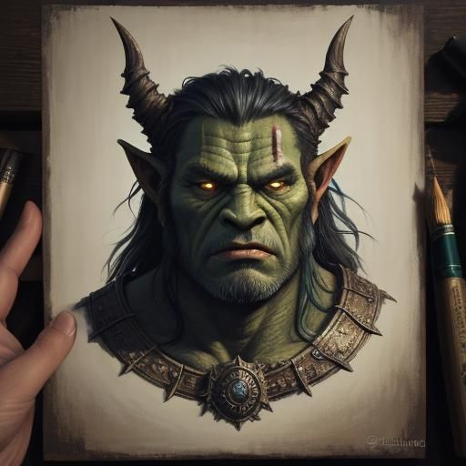 Fierce Orc Portrait in Detailed Fantasy Art