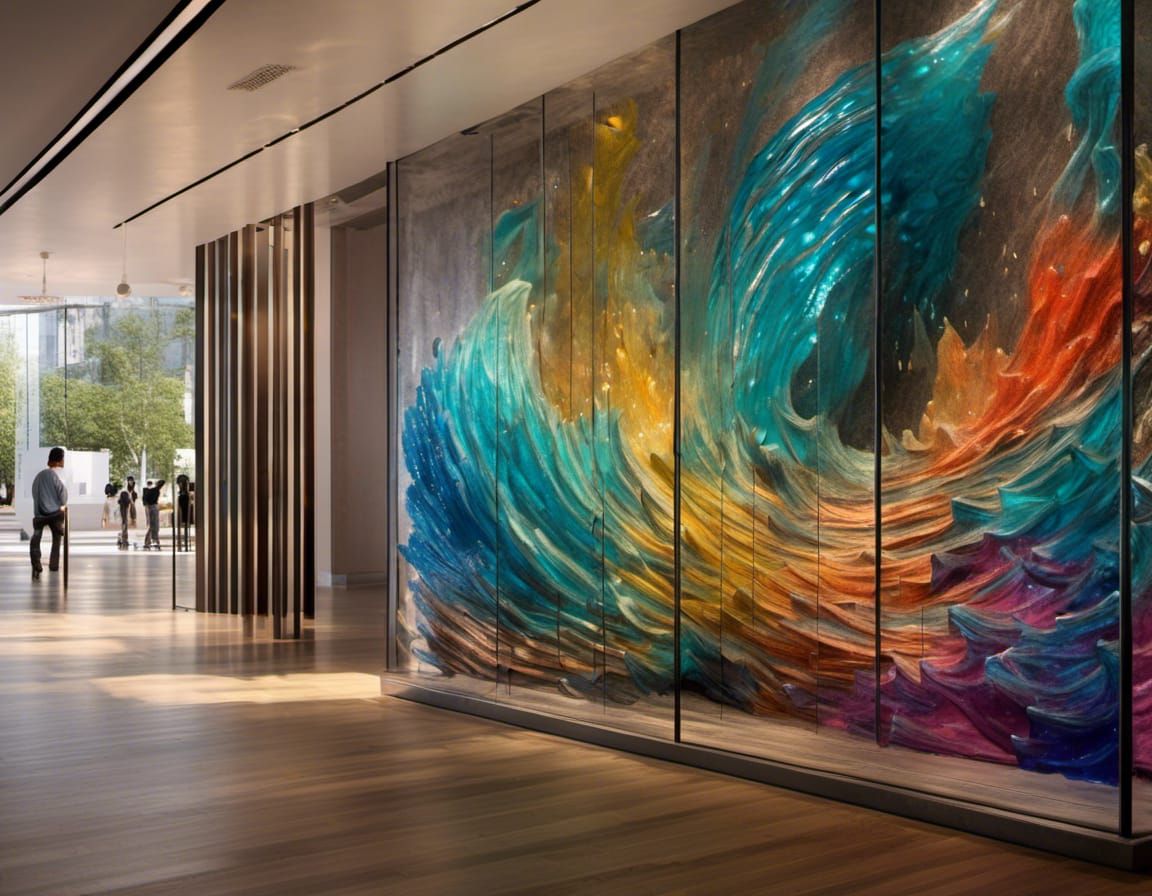 Glass Tsunami Wave Sculpture in Zentangle Style